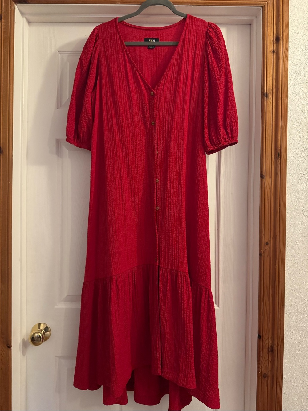 Maeve Anthropologie maxi dress button down